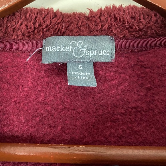 Vintage Y2K Market & Spruce Burgundy Jacket Toggle Buttons Hooded Women's Small - Picture 7 of 8